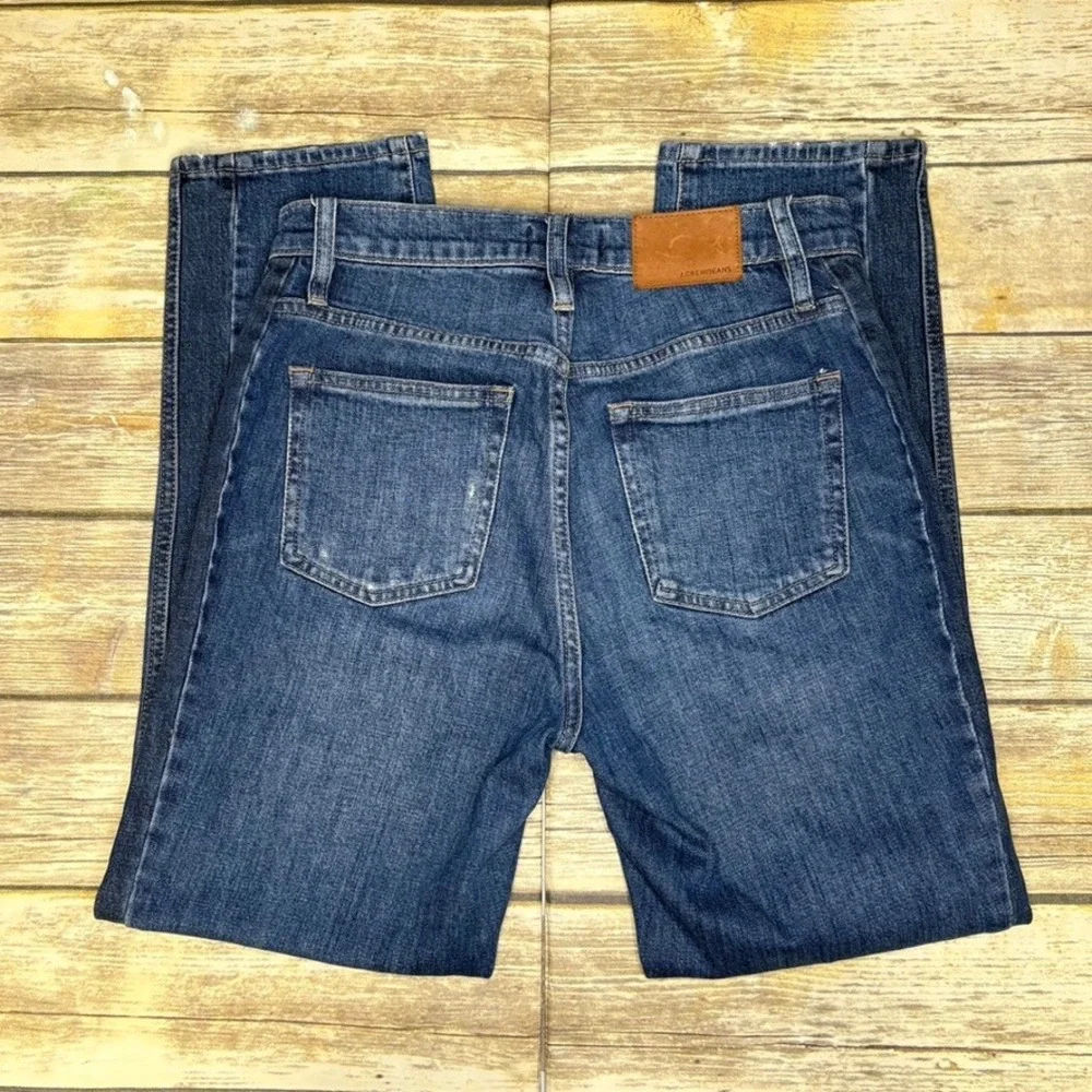 J. Crew Distressed Medium Wash Vintage Straight Mid Rise Stretch Jeans Sz 26